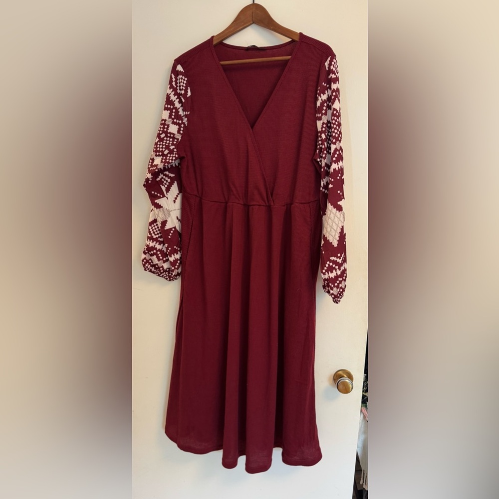 BloomChic Deep Red Textured Dress